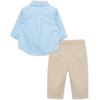 Little Me Clothes for Baby Boys’ Woven Pant and Shirt Set, 3 Months – 4T(Oyster Grey/Blue Bell)