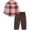 Little Me Clothes for Baby Boys’ Woven Pant and Shirt Set, 3 Months – 4T(Red/Chocolate Brown)