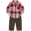 Little Me Clothes for Baby Boys’ Woven Pant and Shirt Set, 3 Months – 4T(Red/Chocolate Brown)