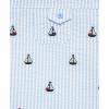 Little Me baby-boys 2-piece Seersucker Sunsuit Swim Essentials Playwear and Hat Set(Blue Sailboat)