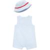 Little Me baby-boys 2-piece Seersucker Sunsuit Swim Essentials Playwear and Hat Set(Blue Sailboat)