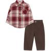 Little Me Clothes for Baby Boys’ Woven Pant and Shirt Set, 3 Months – 4T(Red/Chocolate Brown)