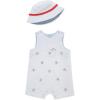 Little Me baby-boys 2-piece Seersucker Sunsuit Swim Essentials Playwear and Hat Set(Grey Baseball)