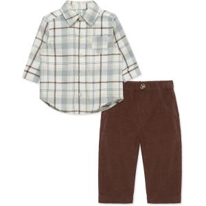 Little Me Clothes for Baby Boys’ Woven Pant and Shirt Set, 3 Months – 4T(Chestnut/Antique White)