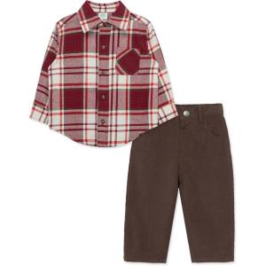 Little Me Clothes for Baby Boys’ Woven Pant and Shirt Set, 3 Months – 4T(Red/Chocolate Brown)