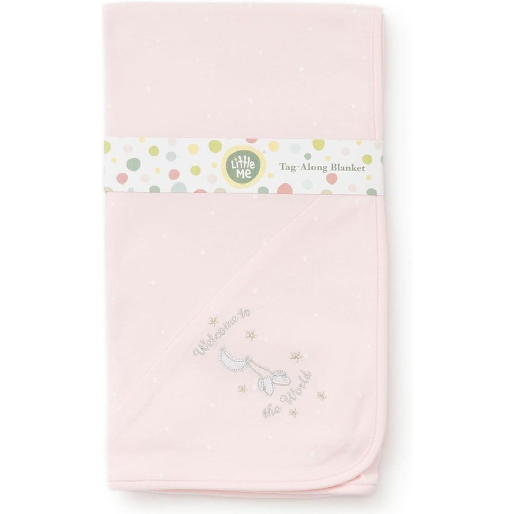imageLittle Me Blankets for Baby Girls Welcome to The World Receiving Blanket
