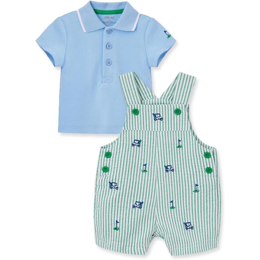 imageLittle Me Clothes for Baby Boys 2Piece Woven Shirt and Shortall Set 3 Months to 24 Months