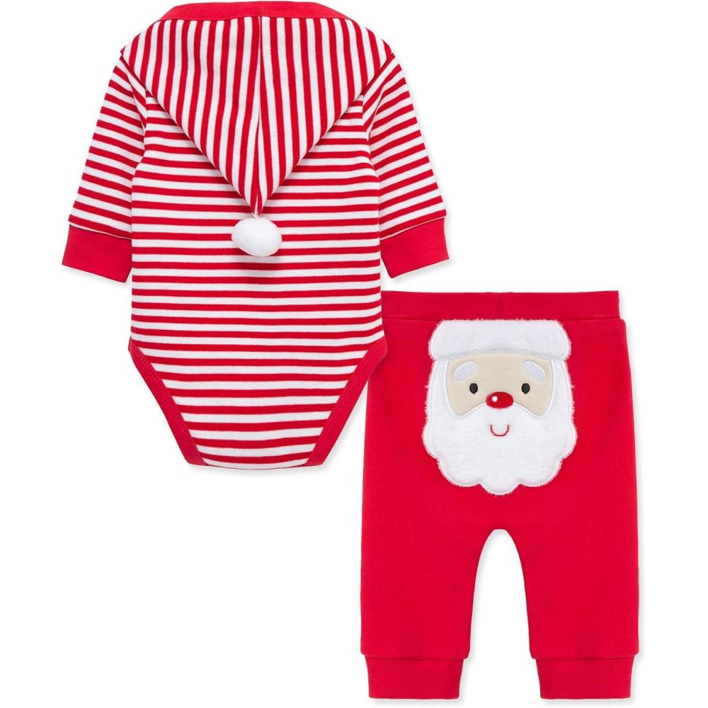 imageLittle Me Clothes for Baby Gender Neutral Holiday Reindeer Bodysuit and Pant Set 3 Months to 12 MonthsSanta Red