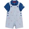 Little Me Baby Boy Shortall Set – 2-Piece, Tee Shirt and Overall Shorts, Cute and Comfy Outfits(Blue Quartz/White)
