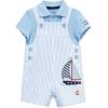 Little Me Baby Boy Shortall Set – 2-Piece, Tee Shirt and Overall Shorts, Cute and Comfy Outfits(Blue Sailboat)