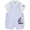 Little Me Baby Boy Shortall Set – 2-Piece, Tee Shirt and Overall Shorts, Cute and Comfy Outfits(Blue Stripe Sailboat)