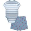 Little Me Clothes for Baby Boys’ Knit Short and Bodysuit Set, 3 Months – 12 Months(Med Denim Heather)