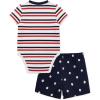 Little Me Clothes for Baby Boys’ Knit Short and Bodysuit Set, 3 Months – 12 Months(Peacoat/True Red)