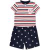 Little Me Clothes for Baby Boys’ Knit Short and Bodysuit Set, 3 Months – 12 Months(Peacoat/True Red)