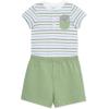 Little Me Clothes for Baby Boys’ Knit Short and Bodysuit Set, 3 Months – 12 Months(Reseda/Med Heather Grey)