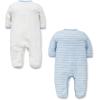 Little Me Clothes for Baby Boys’ and Girls’ 100% Cotton Scratch-Free Tag Footed 2-Pack Rompers Sleeper, Preemie to 9 Months(Light Blue Stripe)