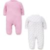 Little Me Clothes for Baby Boys’ and Girls’ 100% Cotton Scratch-Free Tag Footed 2-Pack Rompers Sleeper, Preemie to 9 Months(Pink/Multi)