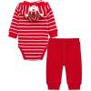 Little Me Clothes for Baby Gender Neutral Holiday Reindeer Bodysuit and Pant Set, 3 Months to 12 Months(Reindeer Red)