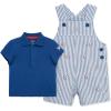 Little Me Baby Boy Shortall Set – 2-Piece, Tee Shirt and Overall Shorts, Cute and Comfy Outfits(Blue Quartz/White)