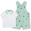 Little Me Baby Boy Shortall Set – 2-Piece, Tee Shirt and Overall Shorts, Cute and Comfy Outfits(Green)