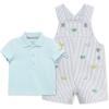 Little Me Baby Boy Shortall Set – 2-Piece, Tee Shirt and Overall Shorts, Cute and Comfy Outfits(Grey)