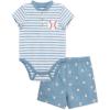 Little Me Clothes for Baby Boys’ Knit Short and Bodysuit Set, 3 Months – 12 Months(Blue Baseball)