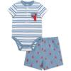 Little Me Clothes for Baby Boys’ Knit Short and Bodysuit Set, 3 Months – 12 Months(Med Denim Heather)