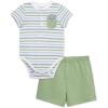 Little Me Clothes for Baby Boys’ Knit Short and Bodysuit Set, 3 Months – 12 Months(Reseda/Med Heather Grey)