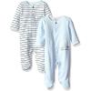 Little Me Clothes for Baby Boys’ and Girls’ 100% Cotton Scratch-Free Tag Footed 2-Pack Rompers Sleeper, Preemie to 9 Months(Blue Stripe)