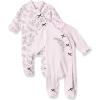 Little Me Clothes for Baby Boys’ and Girls’ 100% Cotton Scratch-Free Tag Footed 2-Pack Rompers Sleeper, Preemie to 9 Months(Pink Floral)