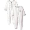 Little Me Clothes for Baby Boys’ and Girls’ 100% Cotton Scratch-Free Tag Footed 2-Pack Rompers Sleeper, Preemie to 9 Months(White/Multi)