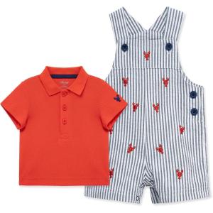 Little Me Baby Boy Shortall Set – 2-Piece, Tee Shirt and Overall Shorts, Cute and Comfy Outfits(Navy)