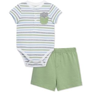 Little Me Clothes for Baby Boys’ Knit Short and Bodysuit Set, 3 Months – 12 Months(Reseda/Med Heather Grey)