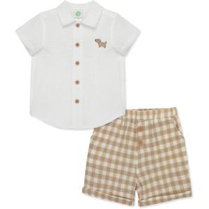 Little Me Clothes for Baby Boys’ Short Sets, 3-12 Months(Tan)