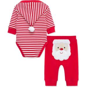 Little Me Clothes for Baby Gender Neutral Holiday Reindeer Bodysuit and Pant Set, 3 Months to 12 Months(Santa Red)