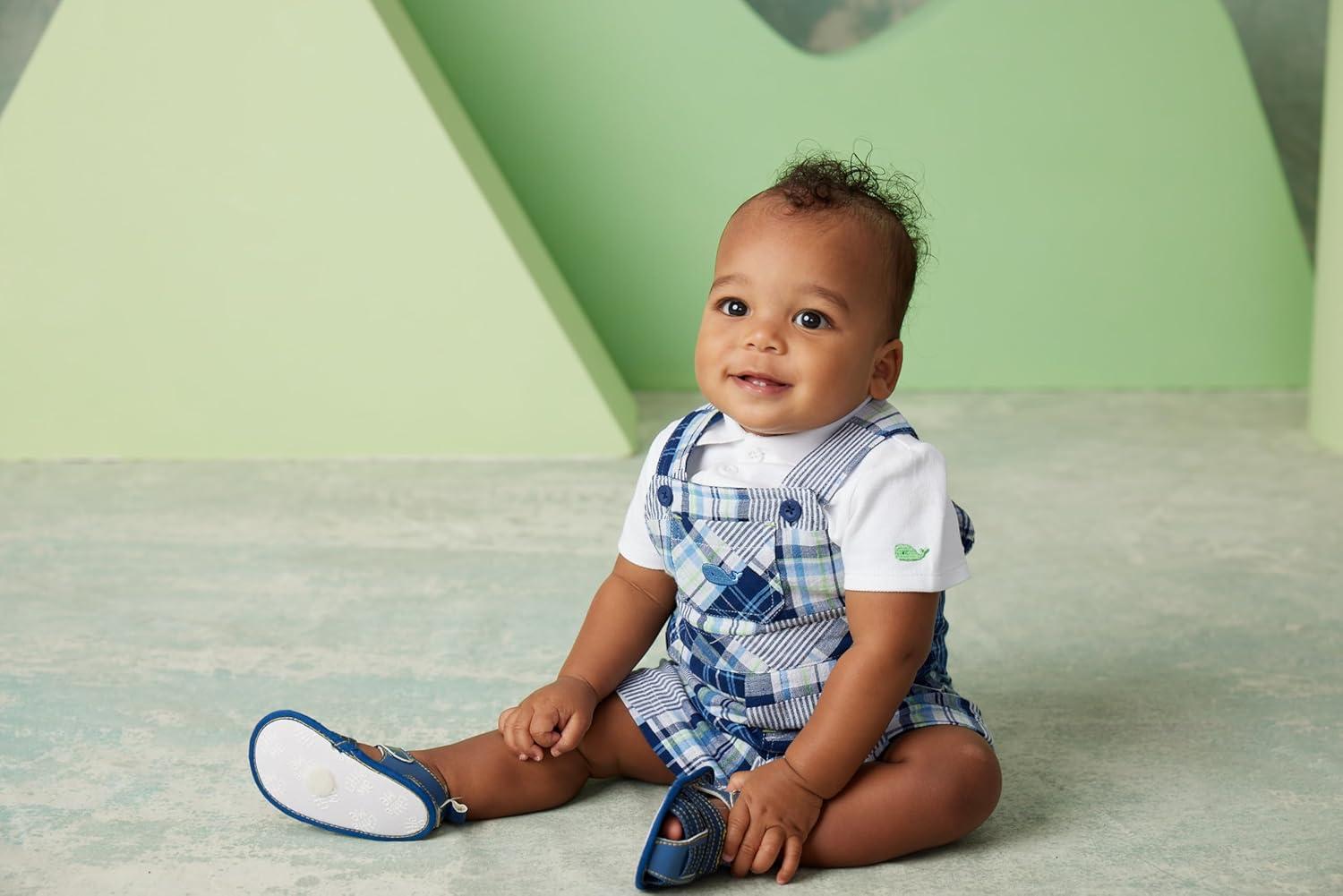 imageLittle Me Clothes for Baby Boys Blue Short Sleeve Shortall Sets Baby Blue 9 Months