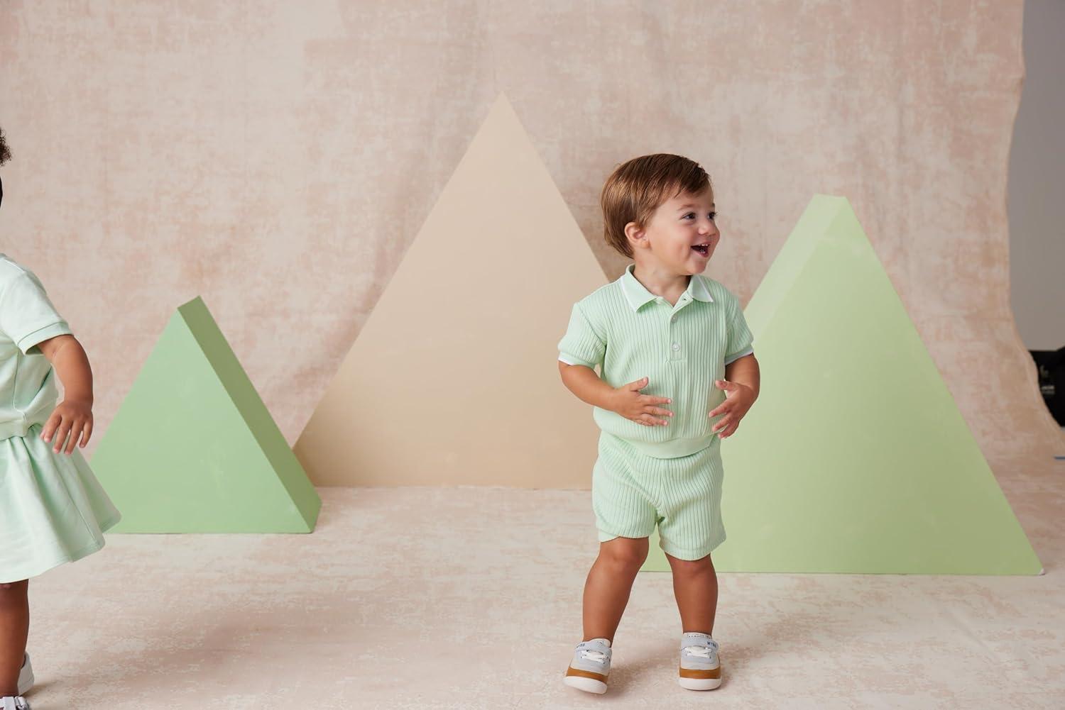 imageLittle Me Simply Essential Solids 100 Organic Clothes for Baby Boys 2Piece Short Set 12 Months 4 Toddler