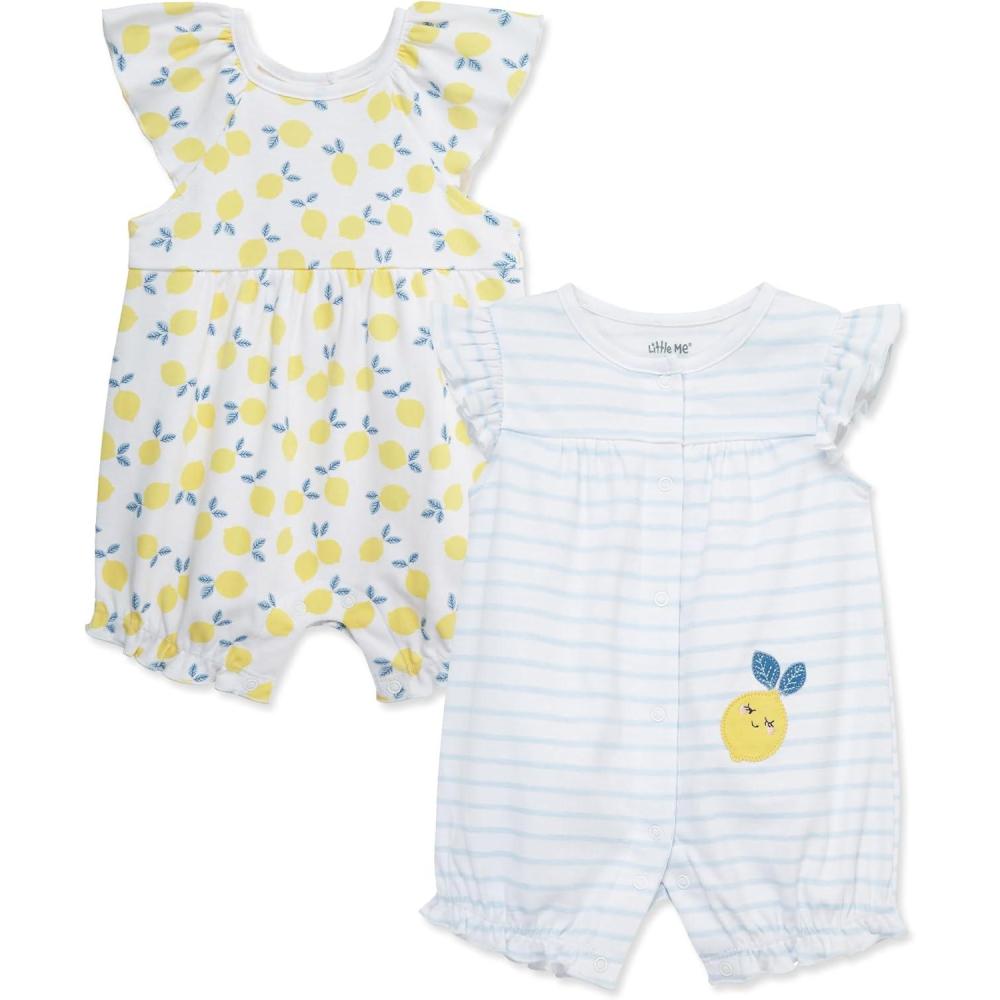 imageLittle Me Clothes for Baby Girls 2Pack Rompers 3 Months 12 MonthsYellow Lemons