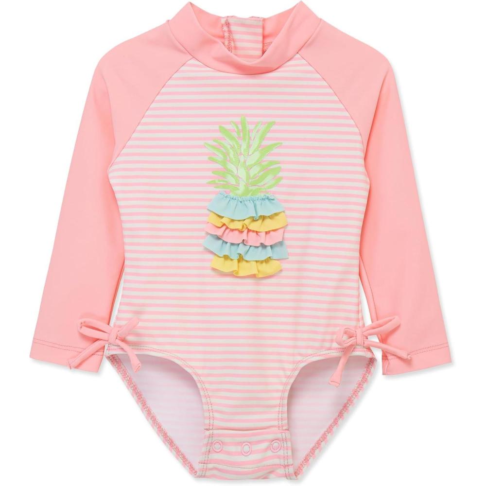 imageLittle Me Clothes for Baby Girls Full Coverage Rash Guard 6 Months 4 ToddlerAruba Blue