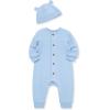 Little Me Clothes for Baby Boys’ Blue Cable Coverall and Hat, 12 Months
