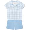 Little Me Clothes for Baby Boys’ Terry Short and Polo Shirt Set, 12 Months – 4 Toddler(Blue Gingham)