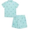 Little Me Clothes for Baby Boys’ Terry Short and Polo Shirt Set, 12 Months – 4 Toddler(Eggshell Blue Palm Tree)