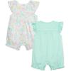 Little Me Clothes for Baby Girls’ 2-Pack Rompers, 3 Months – 12 Months(Aqua Safari)