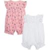 Little Me Clothes for Baby Girls’ 2-Pack Rompers, 3 Months – 12 Months(Pink Multi Sailboats)