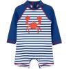 Little Me Clothes for Baby Boys’ Long Sleeve Full Coverage Rash Guard Suit, 6-24 Months(Blue Stripe)