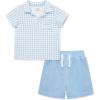Little Me Clothes for Baby Boys’ Terry Short and Polo Shirt Set, 12 Months – 4 Toddler(Blue Gingham)