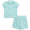 Little Me Clothes for Baby Boys’ Terry Short and Polo Shirt Set, 12 Months – 4 Toddler(Eggshell Blue Palm Tree)