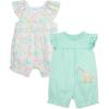 Little Me Clothes for Baby Girls’ 2-Pack Rompers, 3 Months – 12 Months(Aqua Safari)
