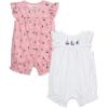 Little Me Clothes for Baby Girls’ 2-Pack Rompers, 3 Months – 12 Months(Pink Multi Sailboats)