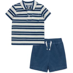 Little Me Clothes for Baby Boys’ Terry Short and Polo Shirt Set, 12 Months – 4 Toddler(Navy)